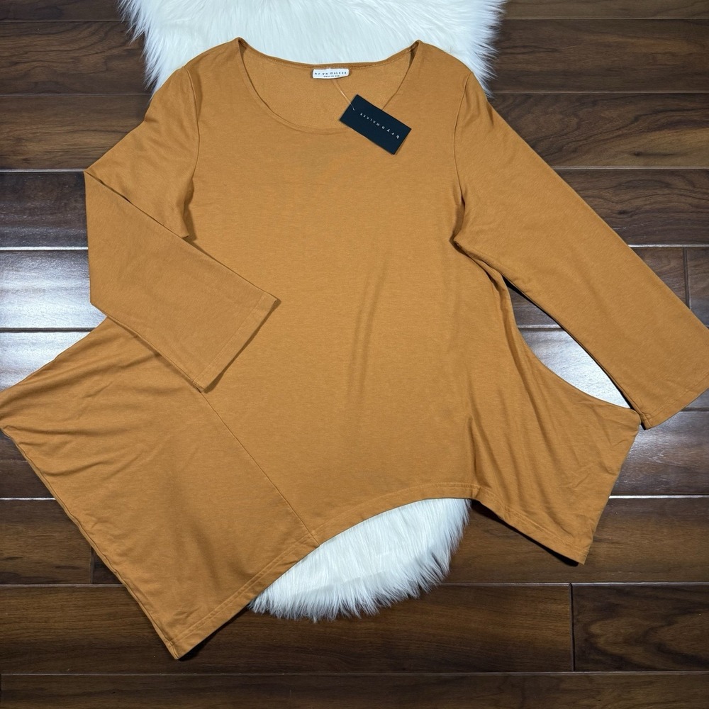 Bryn Walker Women's Size XL Nutmeg Deca Oversized Asymmetric Hem Tunic Top Shirt